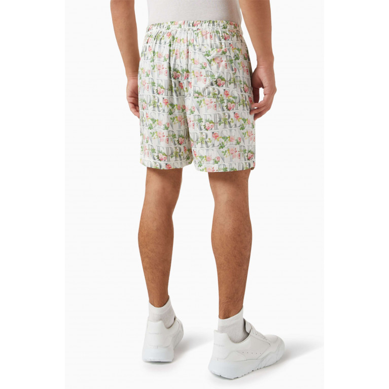 Represent - Floral Shorts in Cotton Blend White