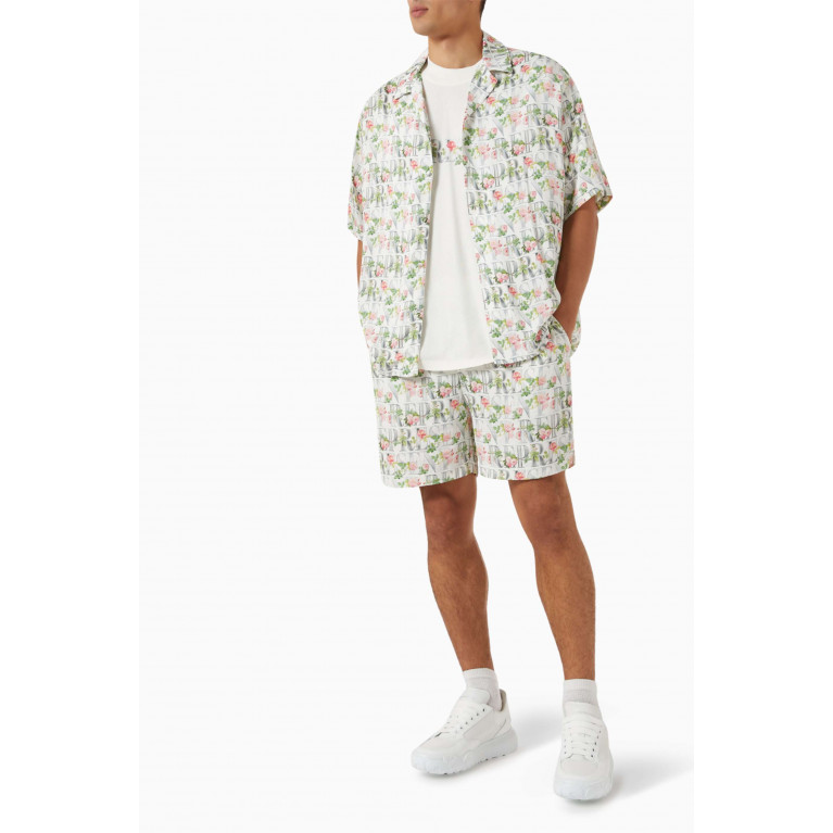 Represent - Floral Shorts in Cotton Blend White