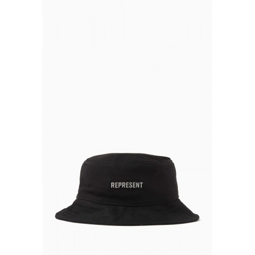 Represent - Logo Bucket Hat in Canvas Black
