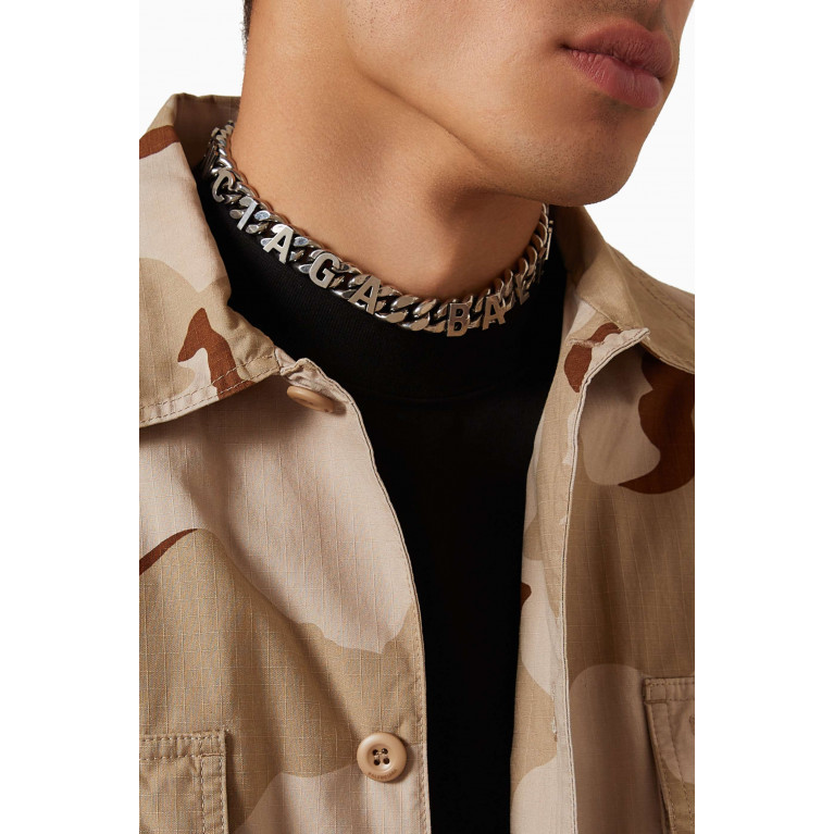 Balenciaga - Chain Logo Necklace in Silver Brass