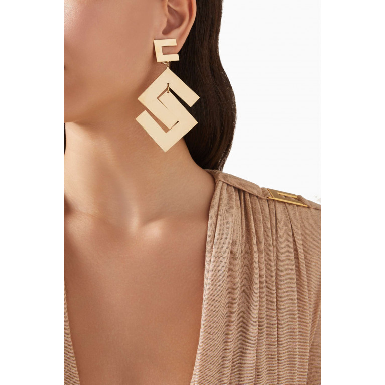 Elisabetta Franchi - Logo Clip Earrings in Metal