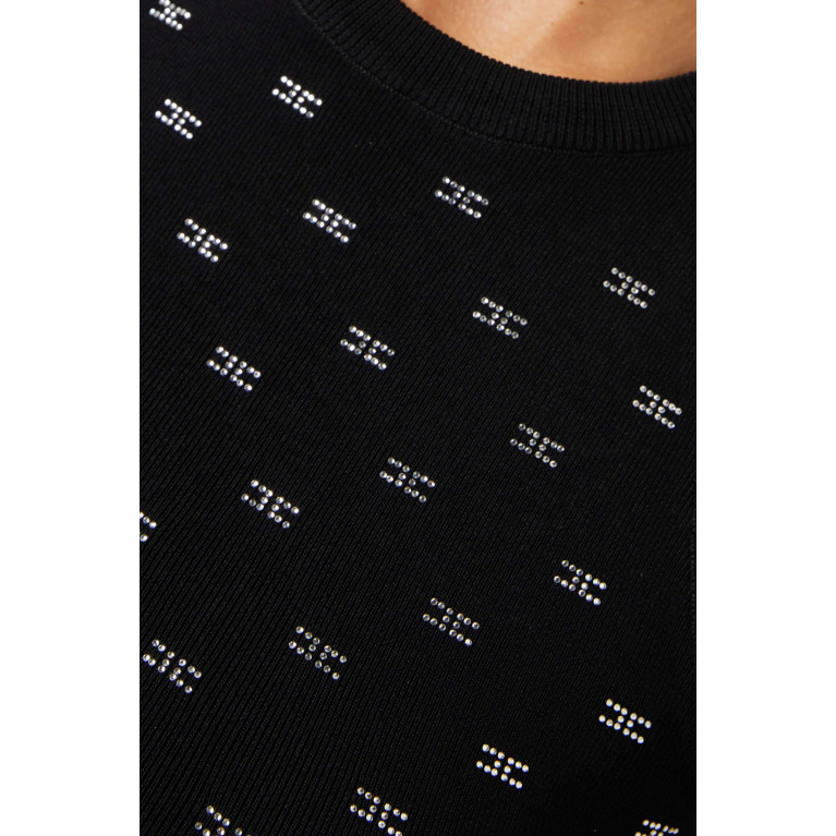 Elisabetta Franchi - Crystal-embellished Logo Crop Top in Viscose-knit Black