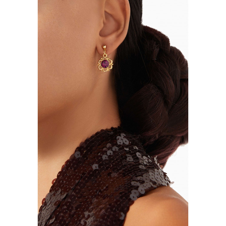 Susan Caplan - Rediscovered 1980s Floral Faux Amethyst Earrings