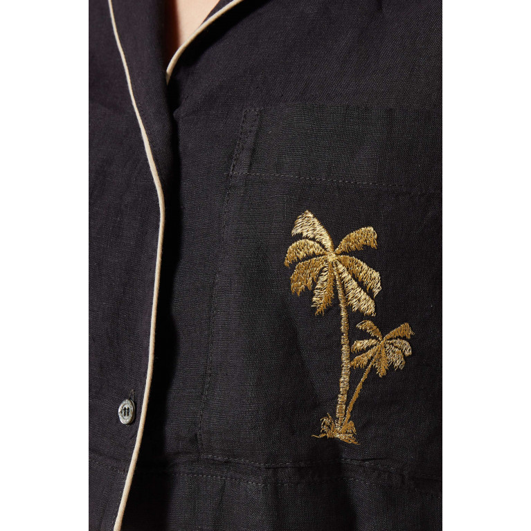 Palm Angels - Logo Cropped Bowling Shirt in Linen
