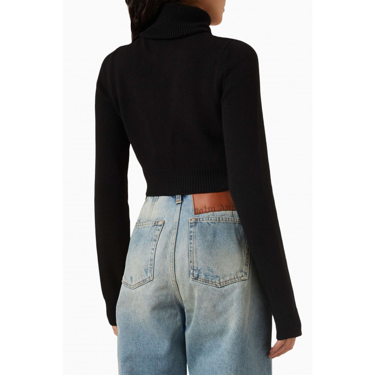 Palm Angels - All Roads Cropped Turtleneck Sweater in Ribbed Knit