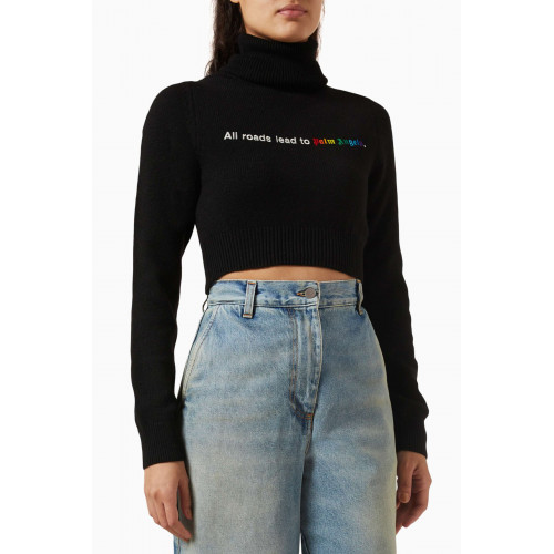 Palm Angels - All Roads Cropped Turtleneck Sweater in Ribbed Knit