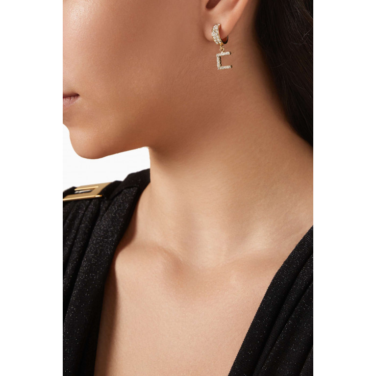 Elisabetta Franchi - Logo Rhinestone Earrings in Metal