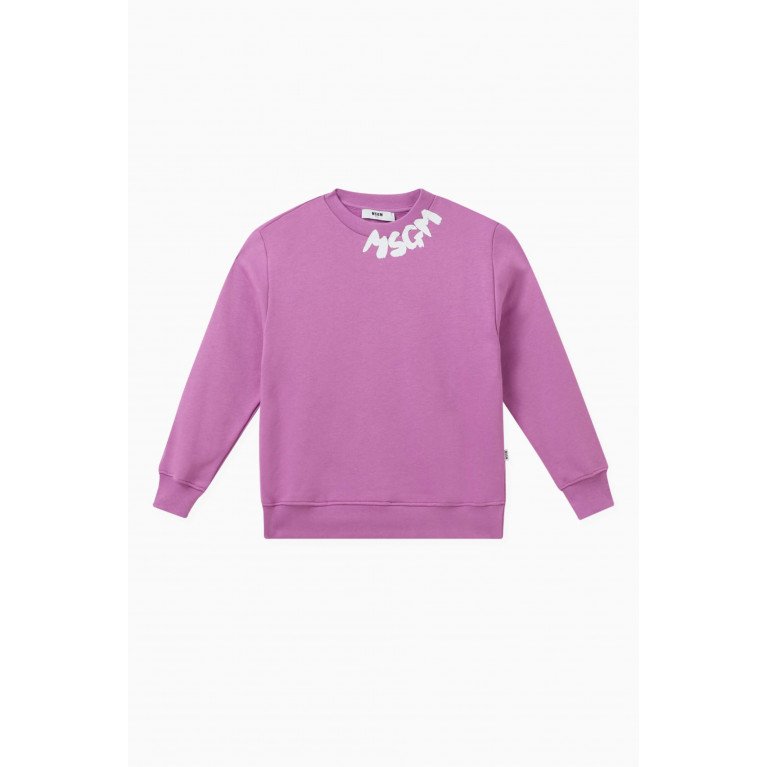 MSGM - Logo-print Sweatshirt in Cotton Purple