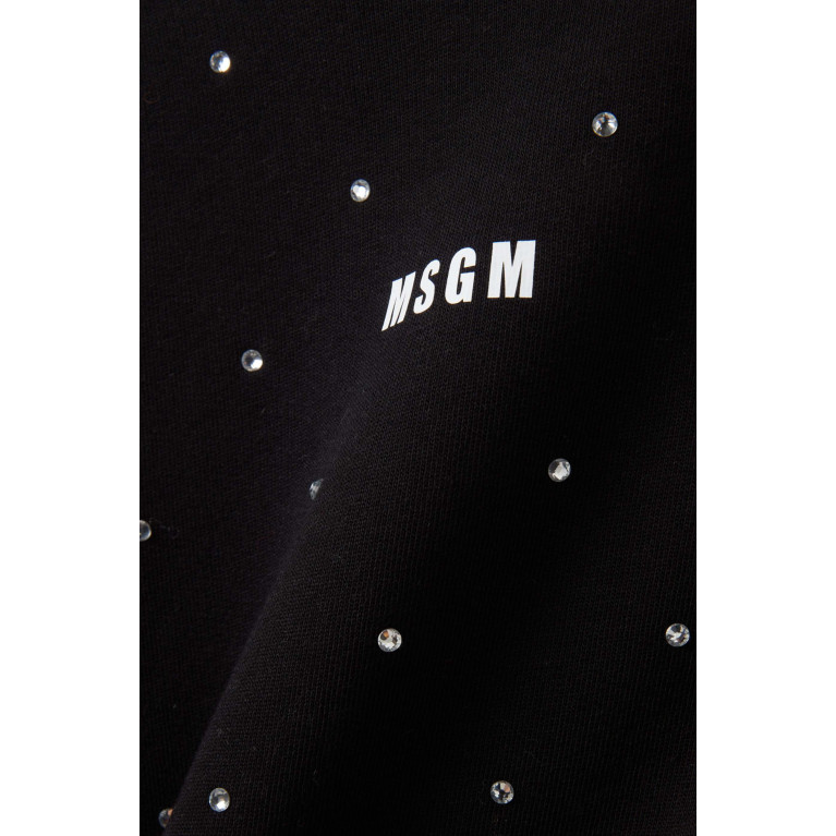MSGM - Diamantés-embellished Logo Sweatshirt in Cotton Jersey