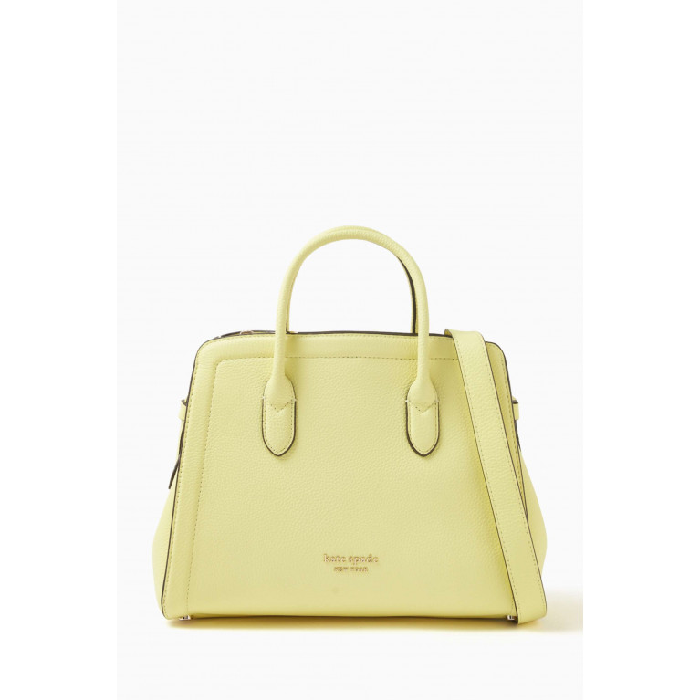Kate Spade New York - Medium Knott Zip-top Satchel Bag in Leather Yellow