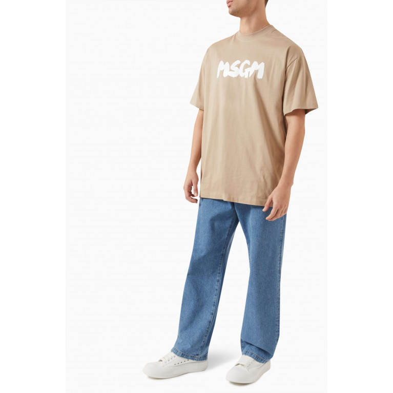 MSGM - Brushed Logo T-shirt in Cotton Neutral