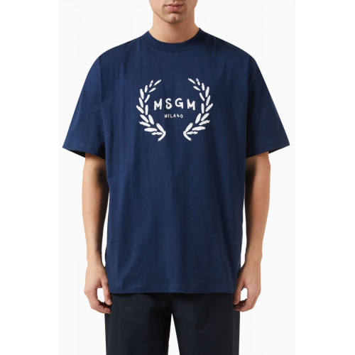 MSGM - Graphic Logo T-shirt in Cotton Blue