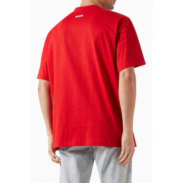MSGM - Graphic Logo T-shirt in Cotton Red
