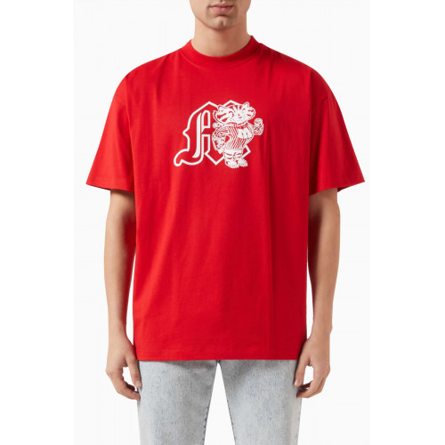 MSGM - Graphic Logo T-shirt in Cotton Red