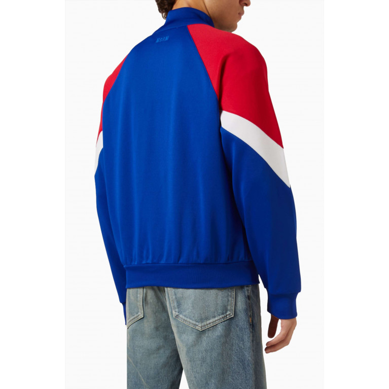 MSGM - Colour-block Logo Zip Sweatshirt in Cotton-blend