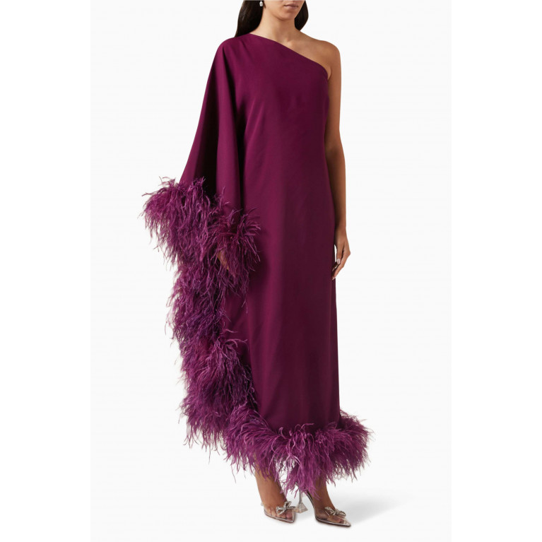Taller Marmo - Ubud Feathered Maxi Dress in Crêpe