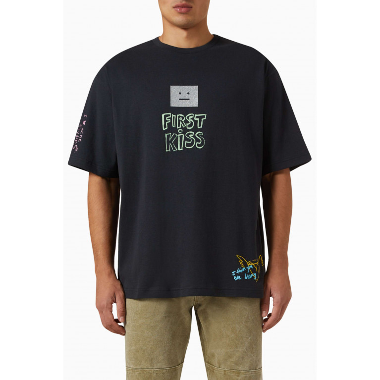 Acne Studios - Exford Scribble T-shirt in Cotton Jersey Black