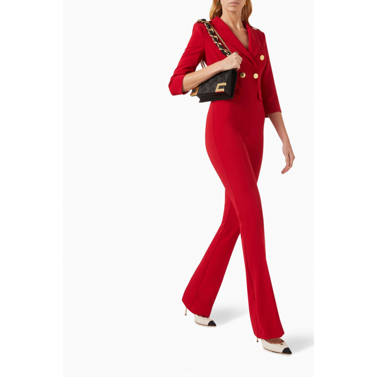 Elisabetta Franchi - Double-breasted Jumpsuit in Crepé Red