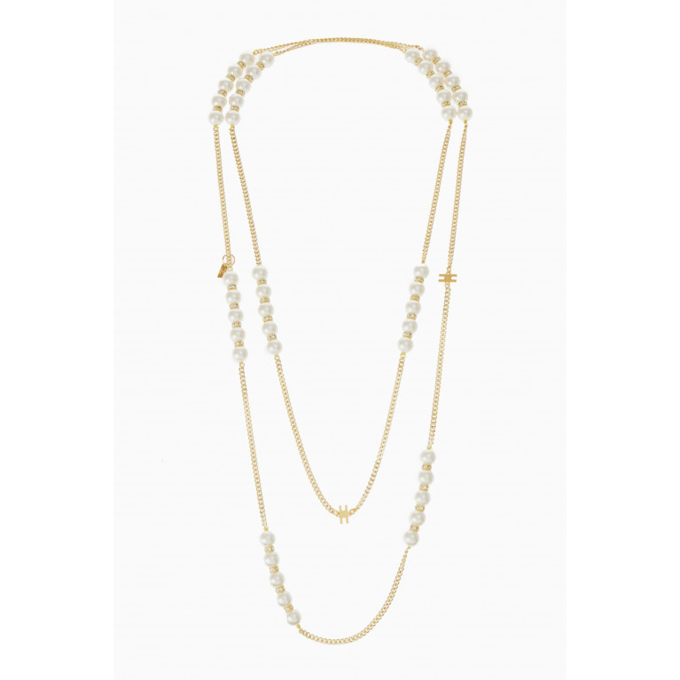 Elisabetta Franchi - Pearl & Rhinestones Double Strand Necklace