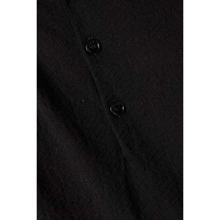 Versace - Greca Short Sleeved Polo Shirt in Silk Blend