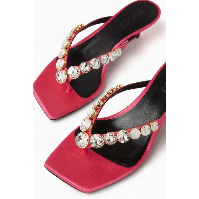 Versace - Crystal Thong Sandals in Satin Pink