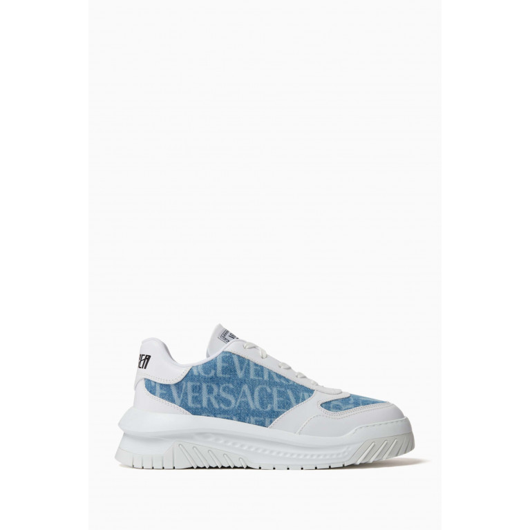 Versace - Odissea Logo Sneakers in Cotton and Leather
