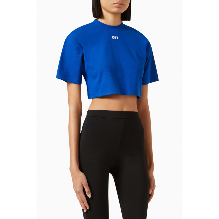 Off-White - Stamped Logo Ribbed Crop T-shirt in Stretch-cotton