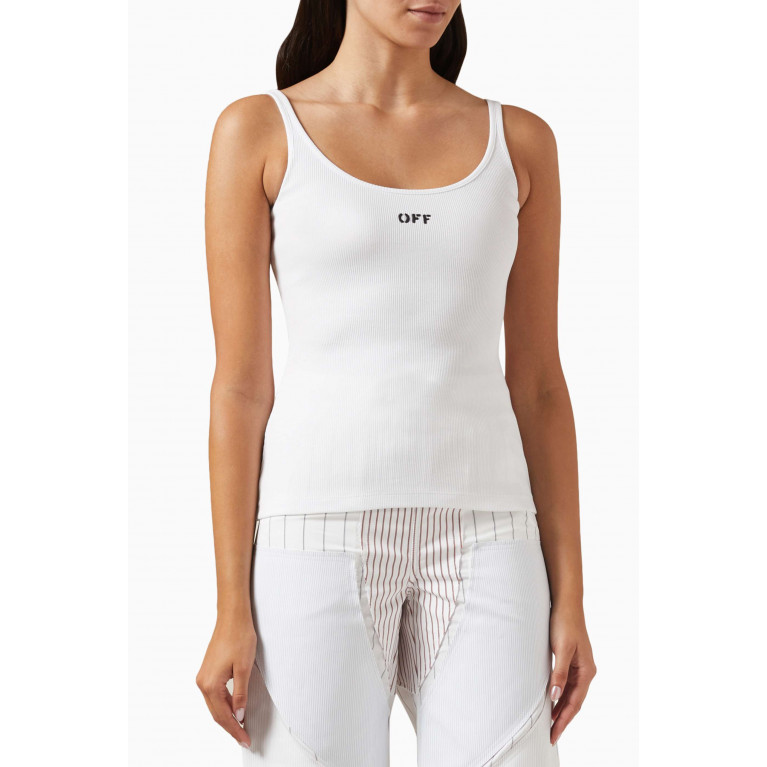 Off-White - Logo-embroidered Ribbed Tank Top in Stretch-cotton
