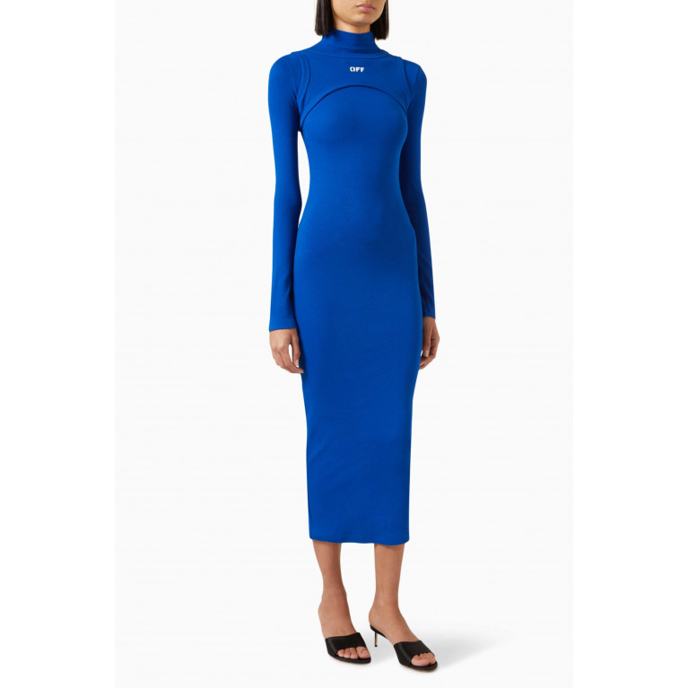 Off-White - Stamped Logo Ribbed Midi Dress in Stretch-cotton