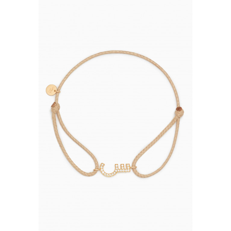 HIBA JABER - Diamond Arabic Initial Thread Bracelet in 18kt Yellow Gold
