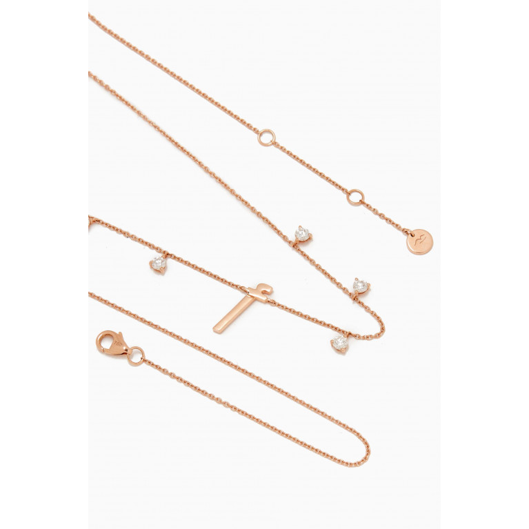 HIBA JABER - Diamond Droplets Aeabic Initial Necklace in 18kt Rose Gold