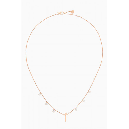 HIBA JABER - Diamond Droplets Aeabic Initial Necklace in 18kt Rose Gold