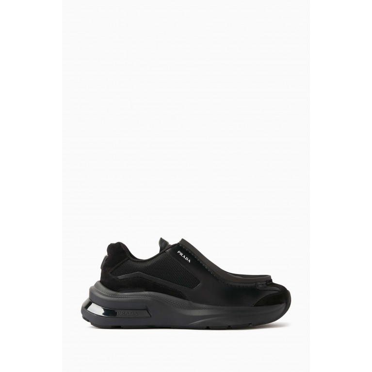 Prada - Panelled Logo Sneakers in Leather