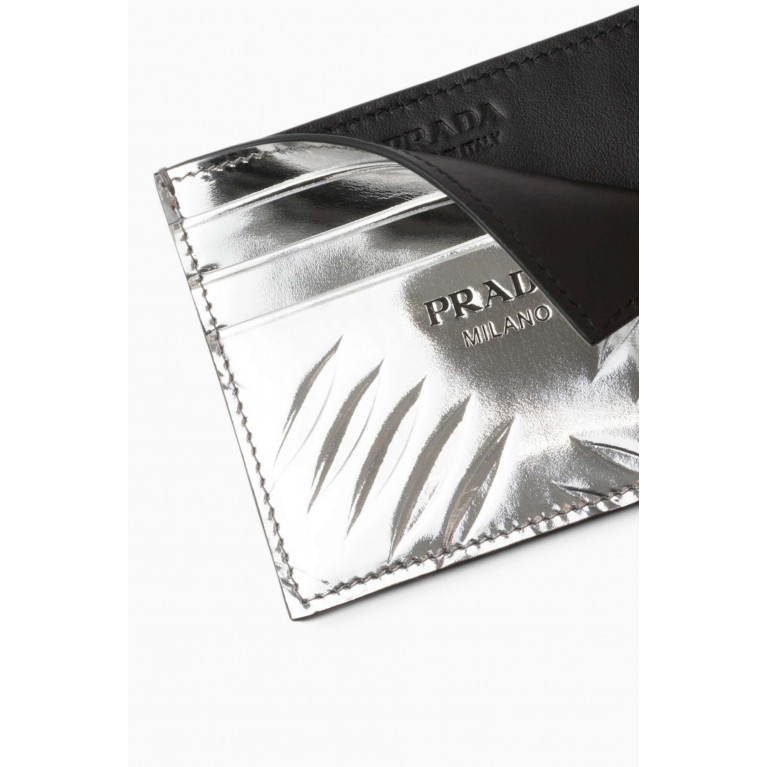 Prada - Embossed Card Holder in Brushed Leather