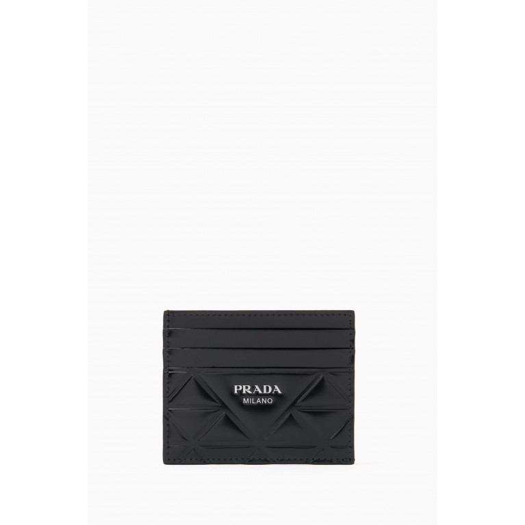 Prada - Logo Card Holder in Brushed Leather