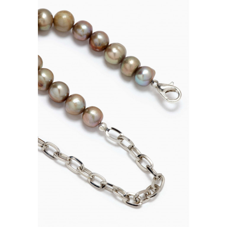 The Monotype - The Carlos Pearl Bracelet in Silver-plated Brass