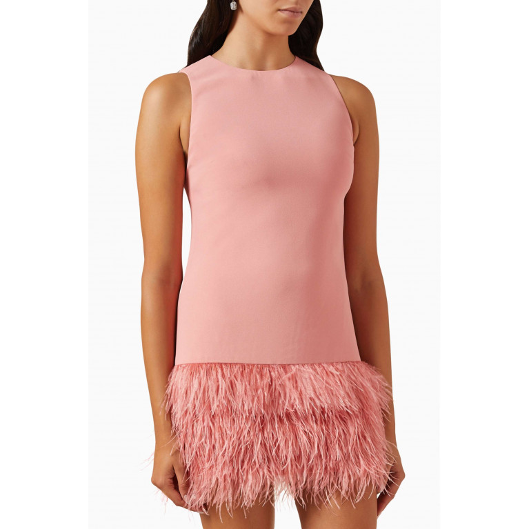 Alice + Olivia - Coley Feather-trimmed Mini Dress in Recycled Crepe