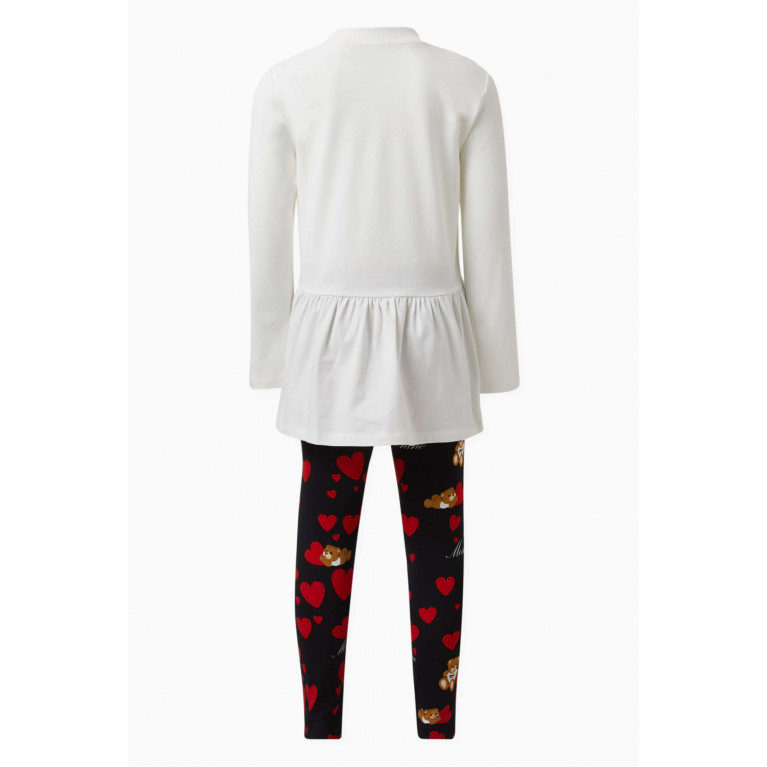 Moschino - Teddy Bear and Heart Print T-Shirt and Leggings Set in Cotton