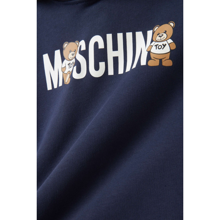 Moschino - Teddy Logo Hoodie in Cotton-jersey Blue