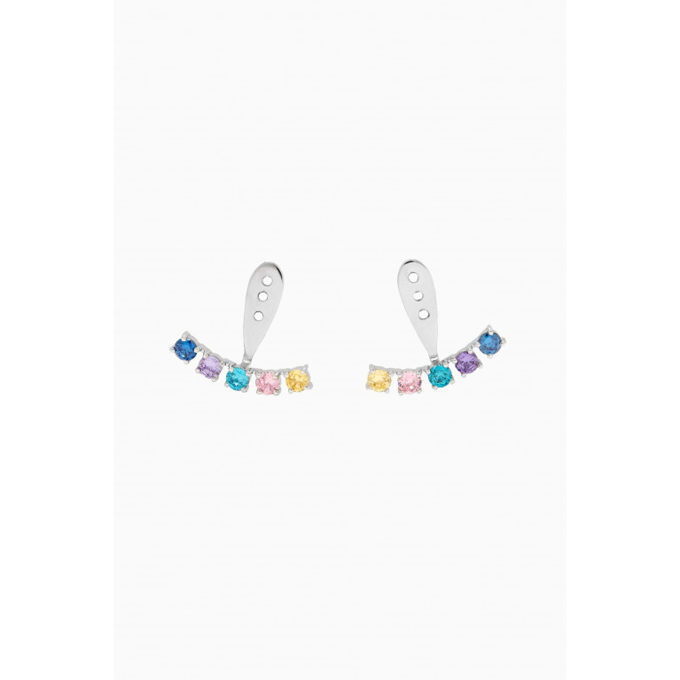 Arkay Jewellery - Rainbow Ear Huggies in 18kt White Gold