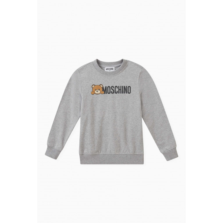 Moschino - Teddy Logo Sweatshirt in Cotton-jersey Grey