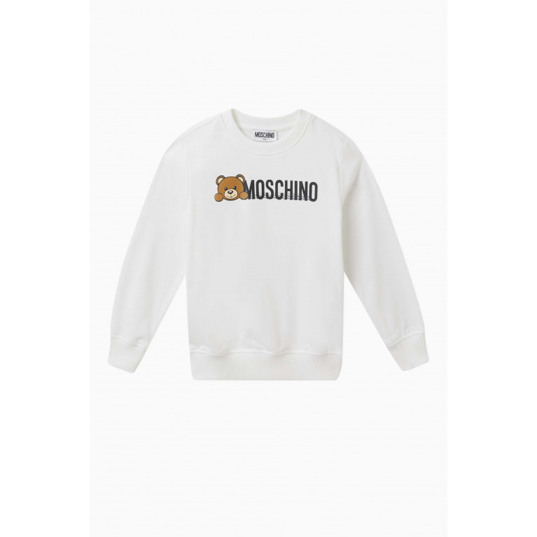 Moschino - Teddy Logo Sweatshirt in Cotton-jersey White