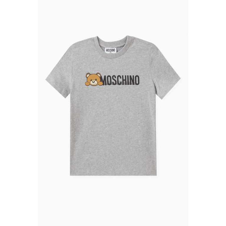 Moschino - Teddy Logo T-shirt in Cotton-jersey Grey