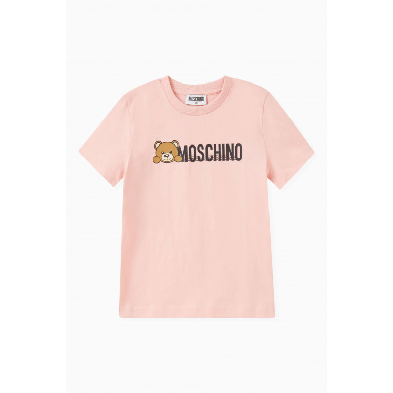 Moschino - Teddy Logo T-shirt in Cotton-jersey Pink