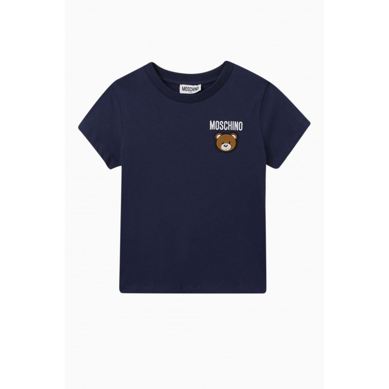 Moschino - Teddy Logo T-shirt in Cotton-jersey Blue