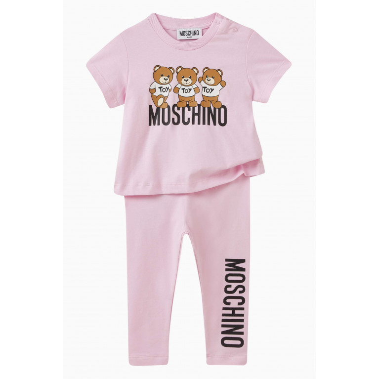 Moschino - Logo Print Leggings in Cotton Pink