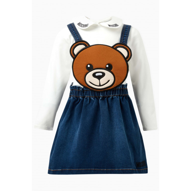 Moschino - Teddy Bear Patch Skirt Set in Denim
