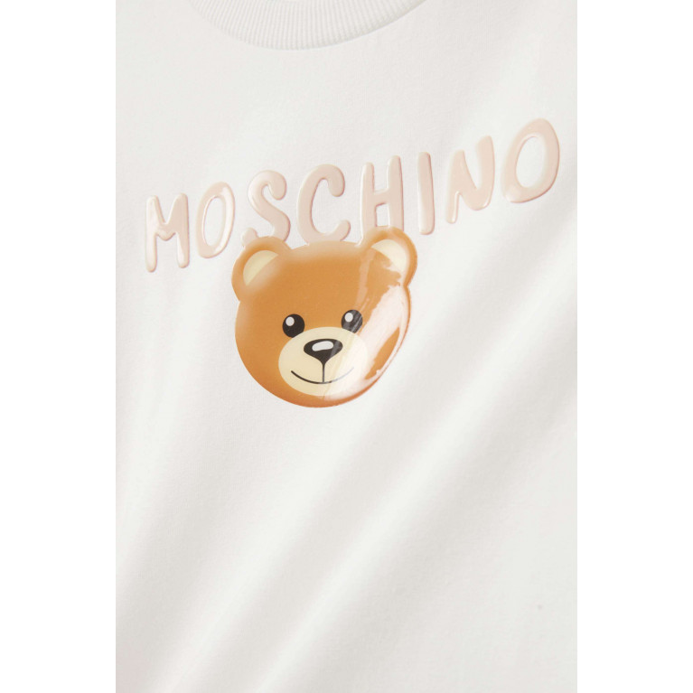 Moschino - Teddy Logo Print T-Shirt in Cotton White