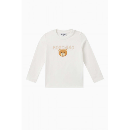 Moschino - Teddy Logo Print T-Shirt in Cotton White