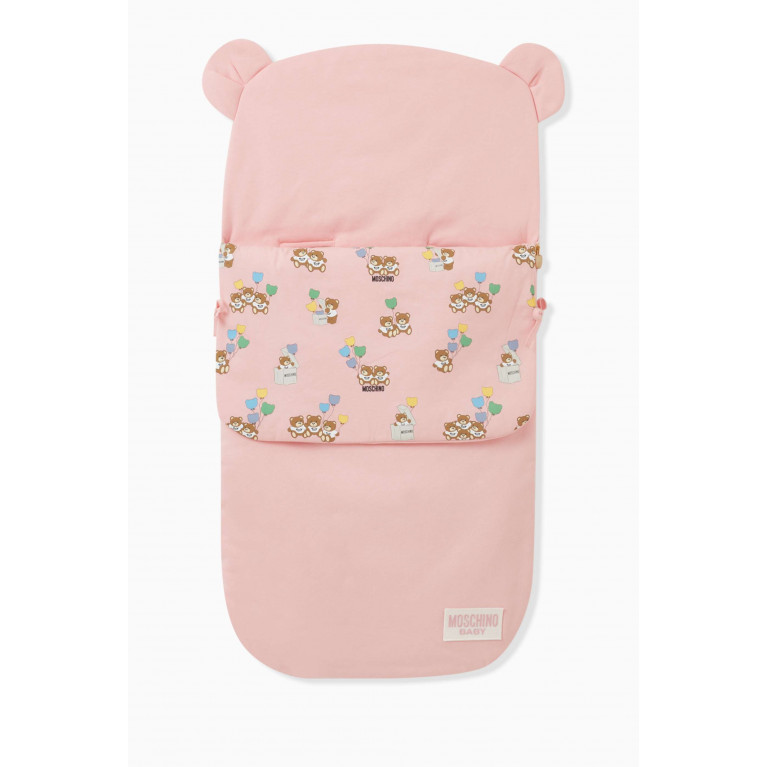 Moschino - Teddy Balloons Sleeping Bag in Cotton Jersey Pink